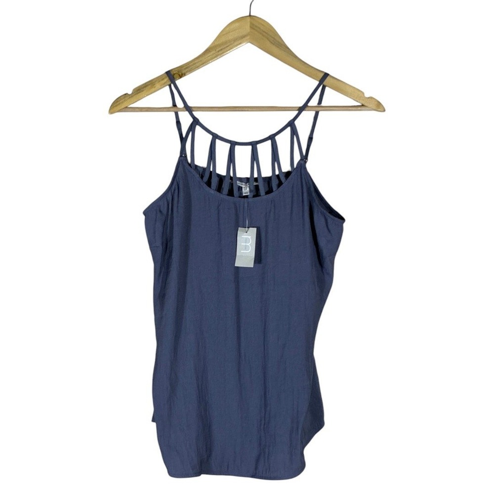 NWT Maurices Cage Neck Solid Camisole Tank Top Blue Boho Strappy Size XS